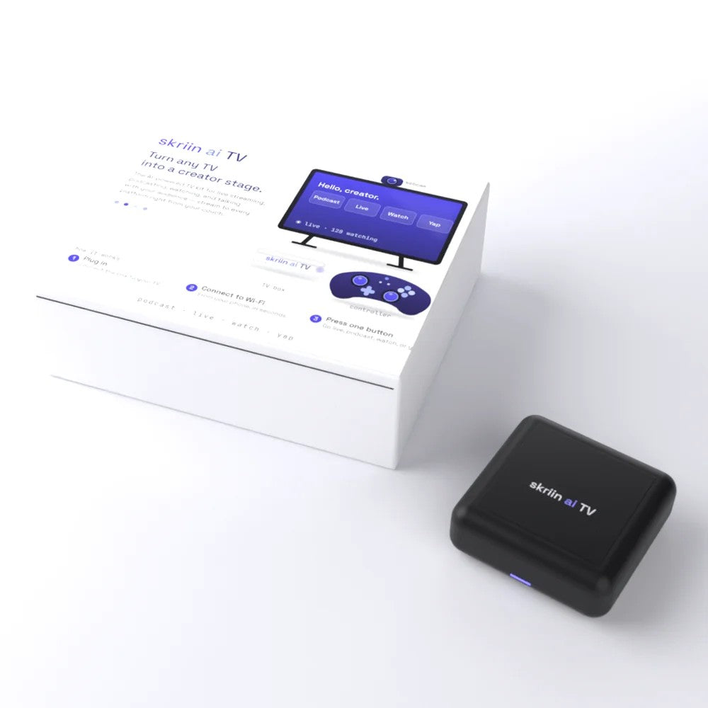The skriin ai TV shipping box